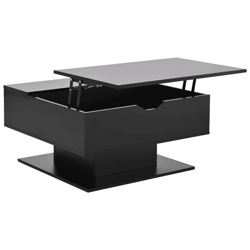 Mesa de centro 80x77x40 cm - Mesa de sala com elevação hidráulica, arrumação, design geométrico - Preto