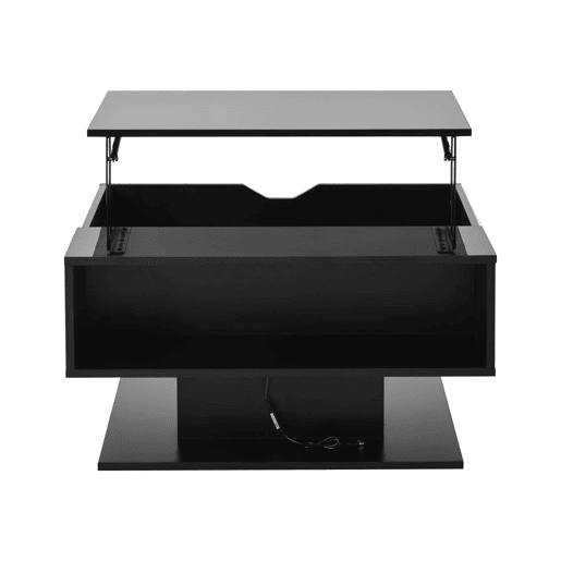 Mesa de centro 80x77x40 cm - Mesa de sala com elevação hidráulica, arrumação, design geométrico - Preto