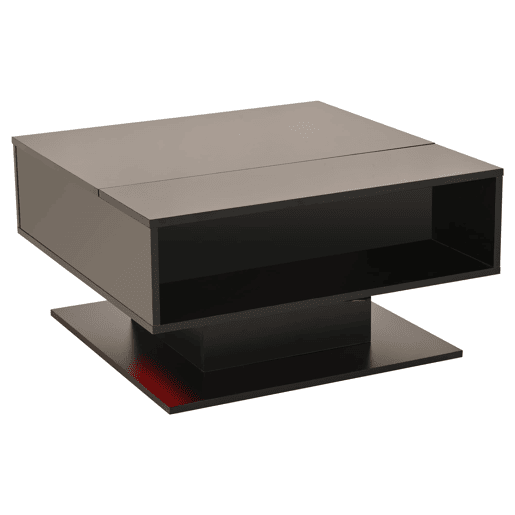 Mesa de centro 80x77x40 cm - Mesa de sala com elevação hidráulica, arrumação, design geométrico - Preto