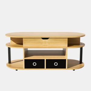 Mesa de centro moderna - Função elevável, com arrumação e gavetas em tecido preto - Madeira