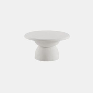 Mesa de centro 70 diâmetro na cor cimento branco de poliresina