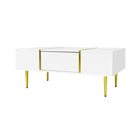 Mesa de centro 100 cm - moderna e simples, com 2 gavetas - Branca Mesa de centro 100 cm - moderna e simples, com 2 gavetas - Branca