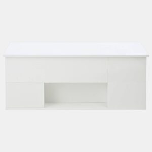 Mesa de centro 100x50x45 cm - Sofá com 2 bancos, 2 gavetas, LED, altura ajustável - Branco