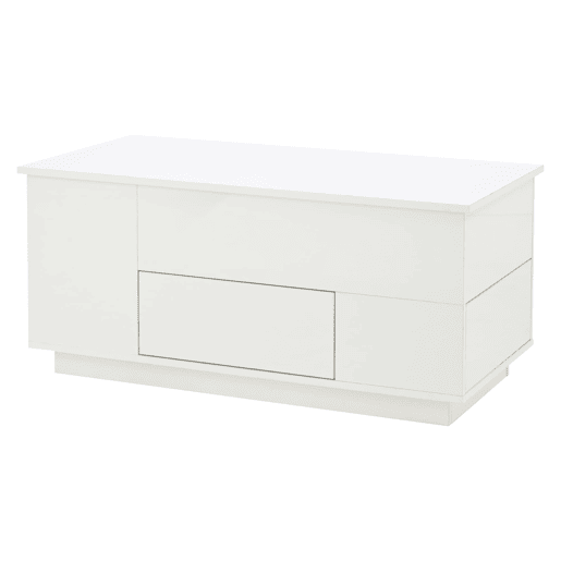 Mesa de centro 100x50x45 cm - Sofá com 2 bancos, 2 gavetas, LED, altura ajustável - Branco