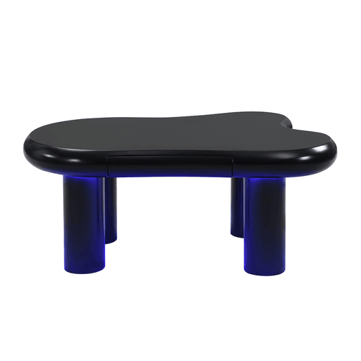 Mesa de centro - Formato nuvem - Com iluminação LED de 16 cores - Com gaveta - Preta