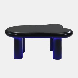 Mesa de centro - Formato nuvem - Com iluminação LED de 16 cores - Com gaveta - Preta