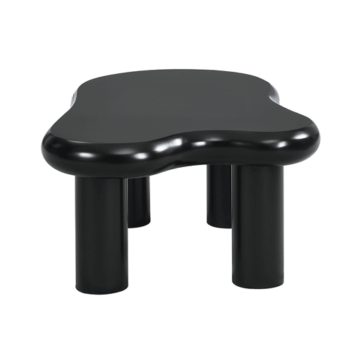 Mesa de centro - Formato nuvem - Com iluminação LED de 16 cores - Com gaveta - Preta