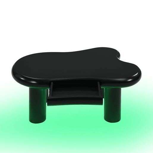 Mesa de centro - Formato nuvem - Com iluminação LED de 16 cores - Com gaveta - Preta