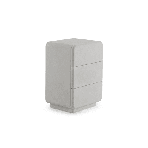 Mesa de cabeceira com 3 caixas em poliresina cor cimento branco