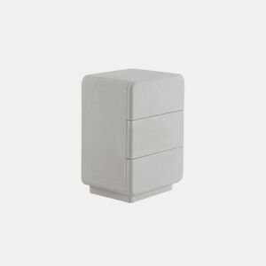 Mesa de cabeceira com 3 caixas em poliresina cor cimento branco