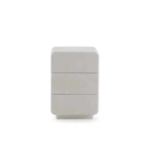 Mesa de cabeceira com 3 caixas em poliresina cor cimento branco