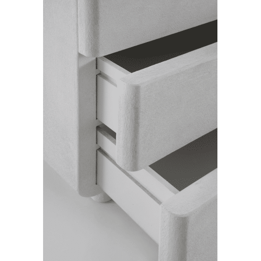 Mesa de cabeceira com 3 caixas em poliresina cor cimento branco