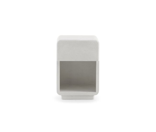 Mesita de noche 1 cajon color cemento blanco de poliresina