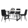 Conjunto de sala de jantar 120x70cm - Mesa moderna com 4 cadeiras de veludo preto, pernas de ferro preto