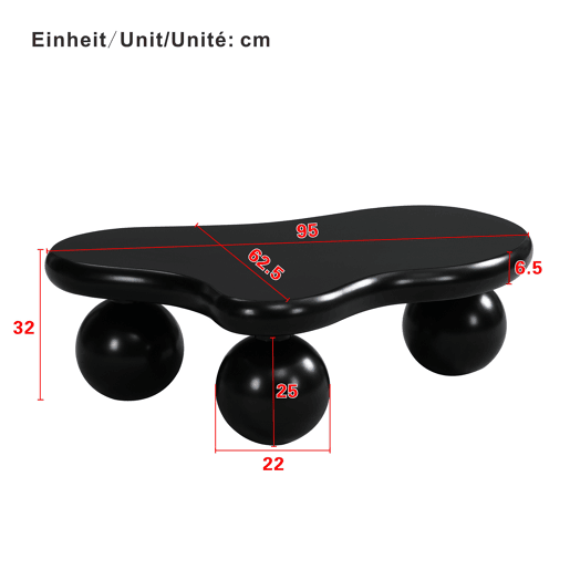 Mesa de centro em estilo nuvens - 16 cores disponíveis - Design em forma de nuvem, pernas redondas - Preto