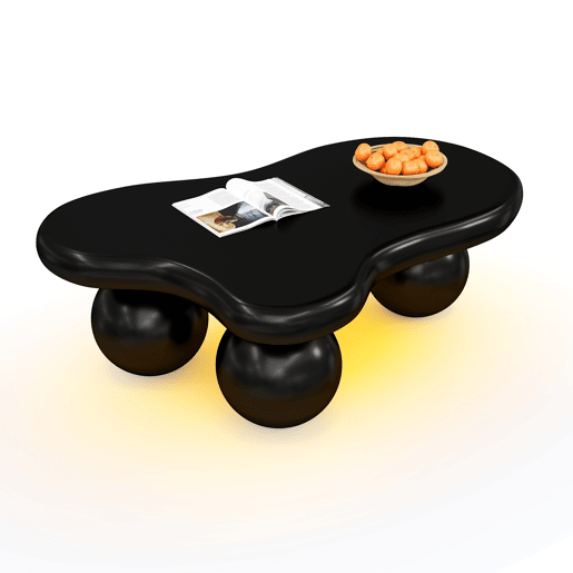 Mesa de centro em estilo nuvens - 16 cores disponíveis - Design em forma de nuvem, pernas redondas - Preto