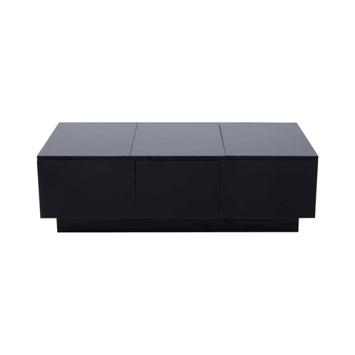 Mesa de centro 100x50 cm - moderna com gavetas e compartimento deslizante - preto brilhante Mesa de centro 100x50 cm - moderna com gavetas e compartimento deslizante - preto brilhante