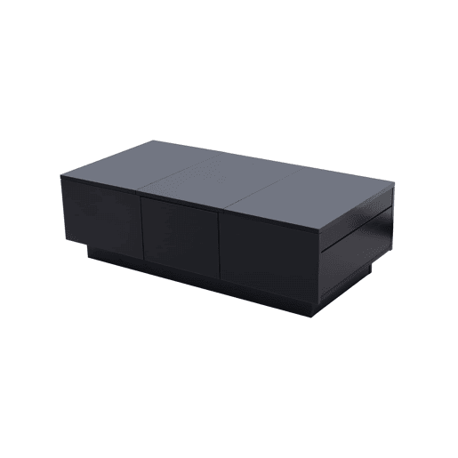 Mesa de centro 100x50 cm - moderna com gavetas e compartimento deslizante - preto brilhante Mesa de centro 100x50 cm - moderna com gavetas e compartimento deslizante - preto brilhante