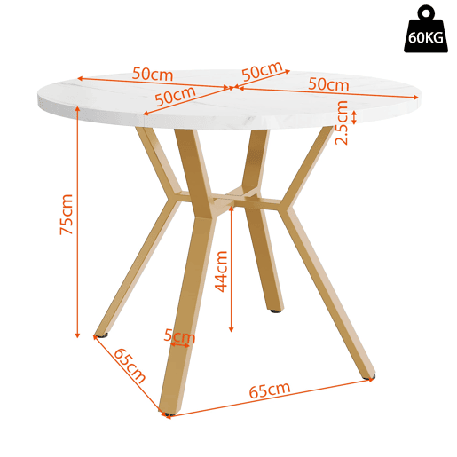 Conjunto de mesa e cadeiras de 5 peças - Mesa redonda de mármore com pernas douradas - Cadeiras ergonómicas verdes