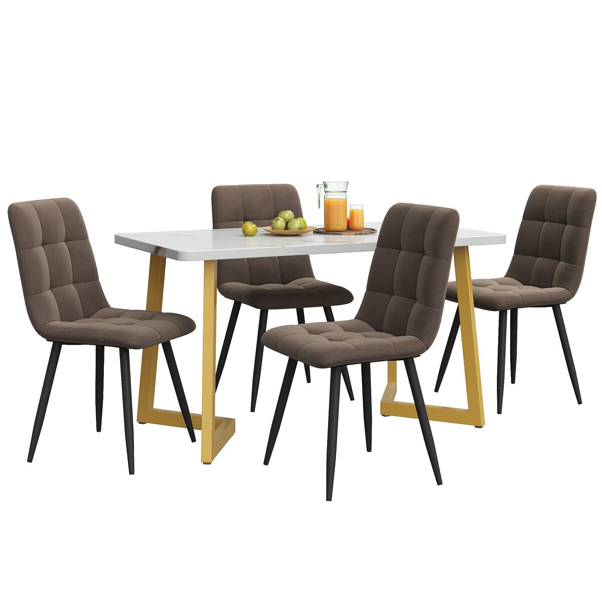 Conjunto de mesas y sillas de comedor 117x68 Marrón