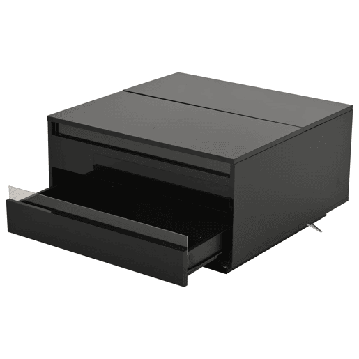 Mesa de centro elevável 707038 cm - Com LED, 1 gaveta, arrumação oculta, preta