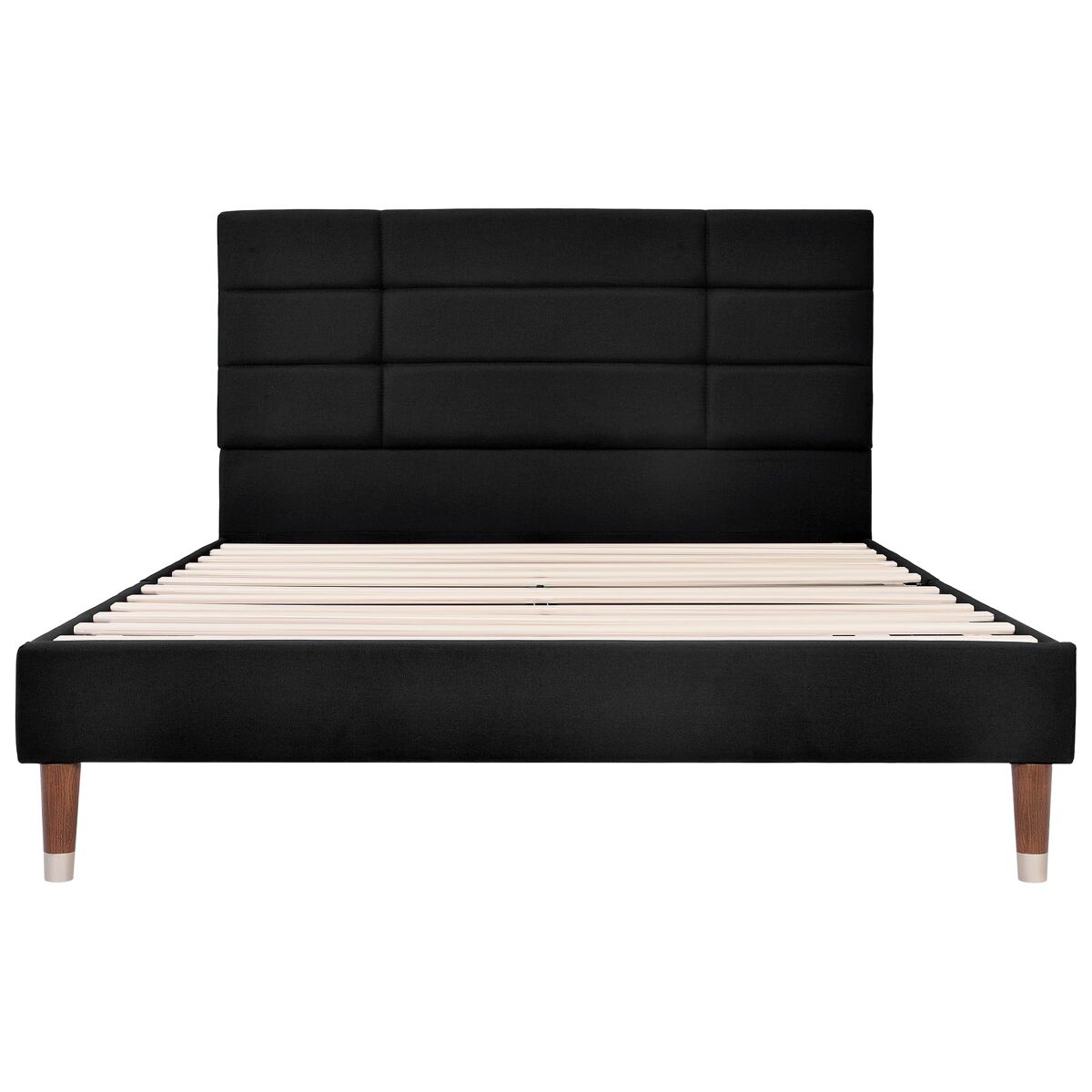 Cama tapizada 140x200 cm - con somier y cabecero, en lino negro, para adultos y jóvenes (con colchón)