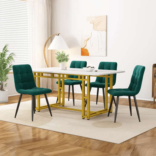 Conjunto de sala de jantar 120x70cm - Mesa moderna com 4 cadeiras - veludo verde escuro