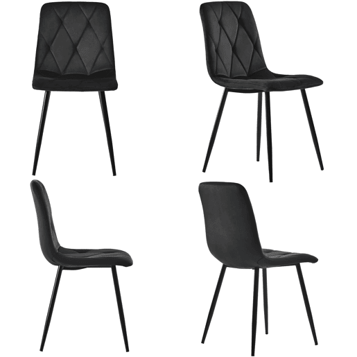Conjunto de sala de jantar 117x68cm - Mesa retangular moderna com 4 cadeiras, pernas douradas, cor preta