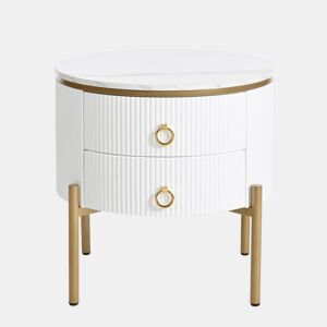 Mesa auxiliar - com gavetas, superfÃcie especial, estrutura em mármore, pernas e puxadores dourados, ajustável - Branco