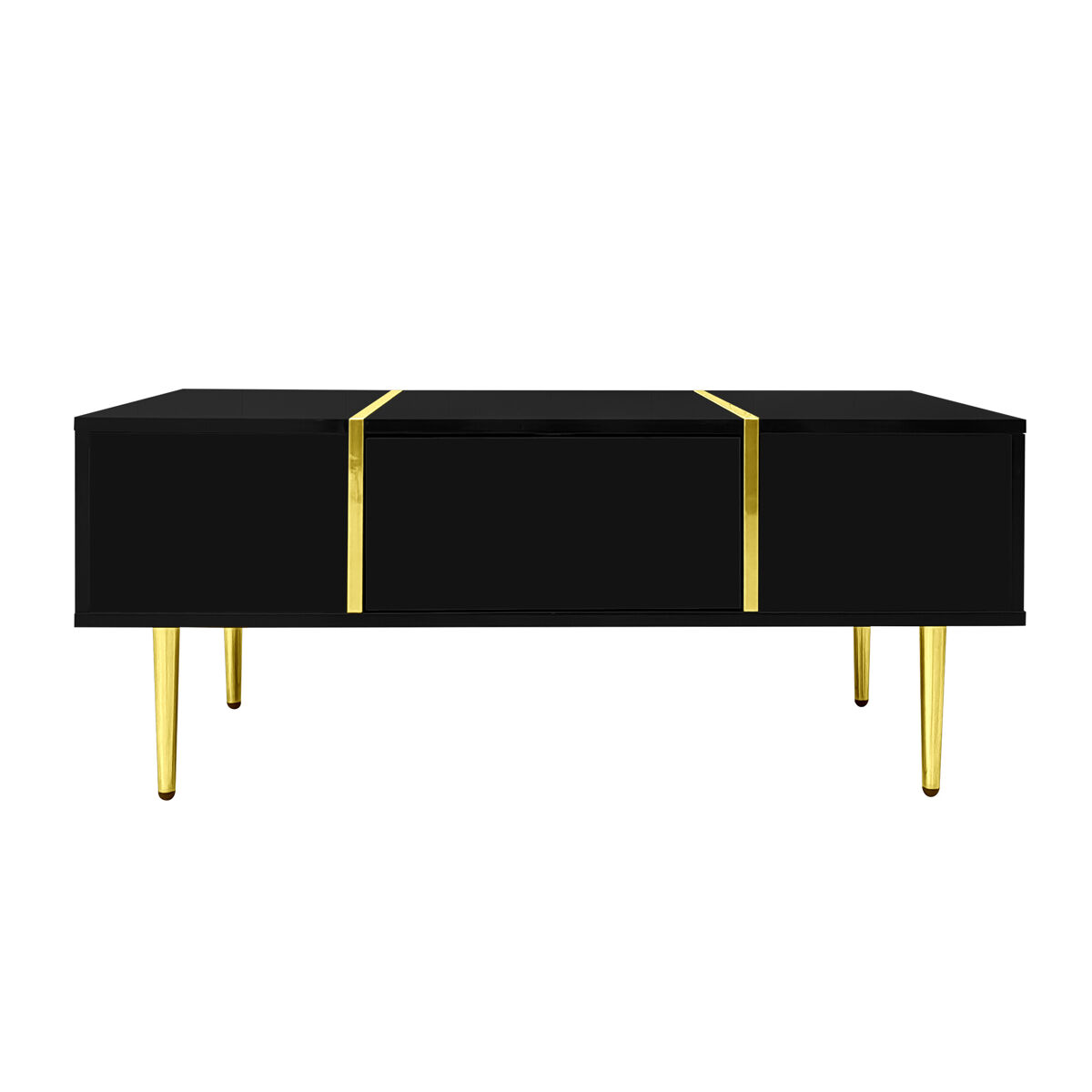 mesa de centro moderna - 2 cajones - negro