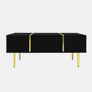 Mesa de centro moderna - 2 gavetas - Preto