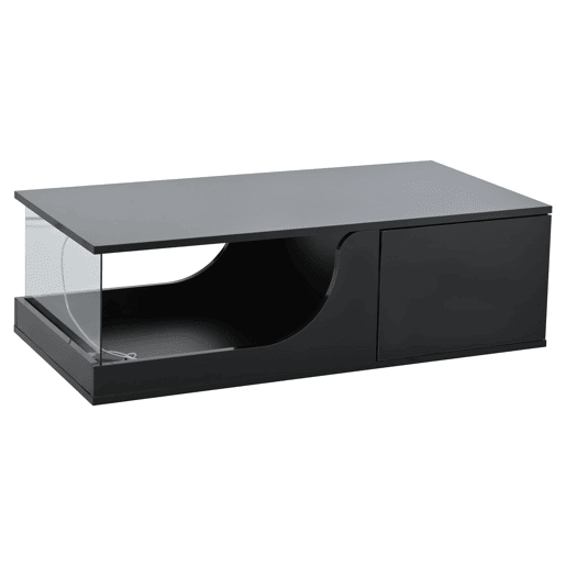 Mesa de centro 100 x 50 x 30 cm - Sofá com 2 gavetas, mesa de sala com LED e vidro temperado - Preto