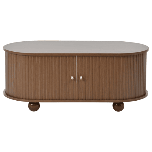 Mesa de centro 100*50*40 cm - Sofá com arrumação, portas deslizantes, 4 pés - Cor nogueira