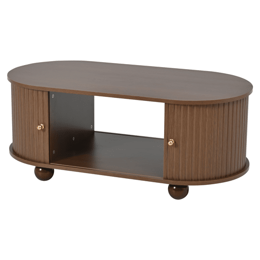 Mesa de centro 100*50*40 cm - Sofá com arrumação, portas deslizantes, 4 pés - Cor nogueira