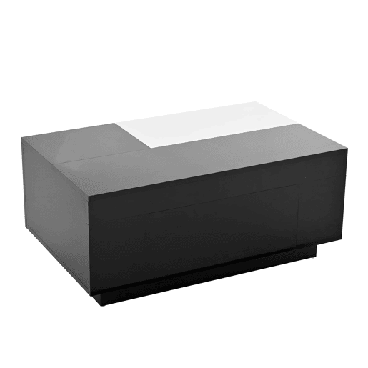 Mesa de centro com LED - Mesa extensível, arrumação oculta, luz ajustável com 16 cores - Preto, Branco