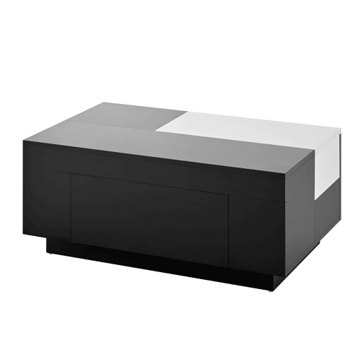 Mesa de centro com LED - Mesa extensível, arrumação oculta, luz ajustável com 16 cores - Preto, Branco