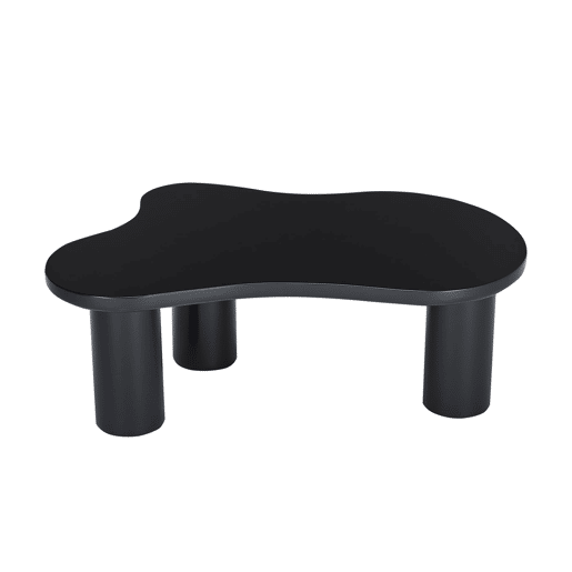 Mesa de centro 107x66x40,5 cm - formato de nuvem, MDF e pernas em PVC com feltro - Preto