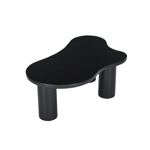 Mesa de centro 107x66x40,5 cm - formato de nuvem, MDF e pernas em PVC com feltro - Preto