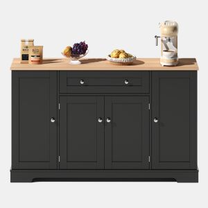Buffet multifuncional 138 cm - Com gaveta, portas com prateleiras e prateleiras ajustáveis - Preto