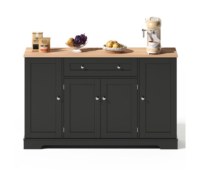 Buffet multifuncional 138 cm - con cajón, puertas de estante y baldas ajustables - negro
