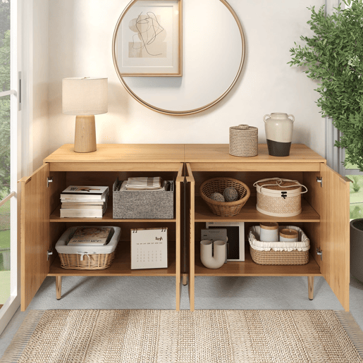 Aparador 140x40x72 cm - Moderno e simples, com amplo espaço de armazenamento - Natural Aparador 140x40x72 cm - Moderno e simples, com amplo espaço de armazenamento - Natural