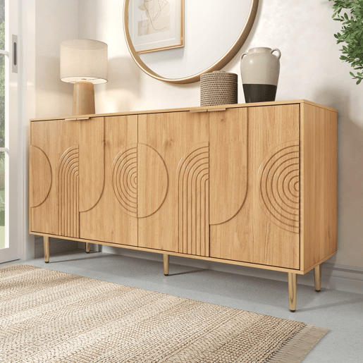 Aparador 140x40x72 cm - Moderno e simples, com amplo espaço de armazenamento - Natural Aparador 140x40x72 cm - Moderno e simples, com amplo espaço de armazenamento - Natural