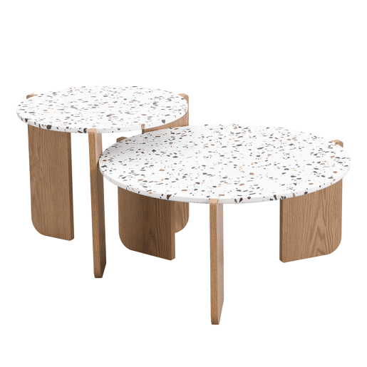 Mesa de centro modular de 2 peças - Mesa auxiliar para sala e varanda, conjunto de mesas - cor Natural