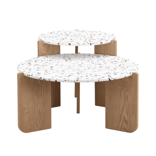 Mesa de centro modular de 2 peças - Mesa auxiliar para sala e varanda, conjunto de mesas - cor Natural