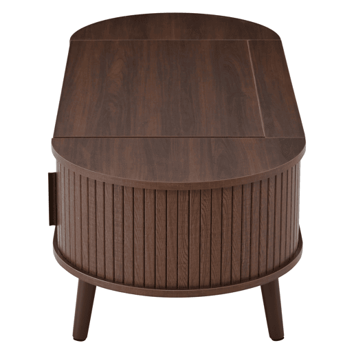 Mesa de centro elevável 120x50x39,5 cm - com 5 prateleiras e arrumação oculta - Nogueira