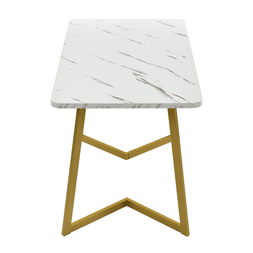 Conjunto de sala de jantar 117 cm - Mesa retangular moderna com 4 cadeiras de veludo bege e pernas douradas