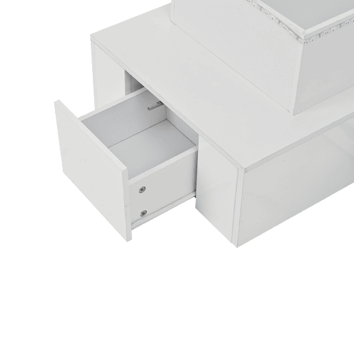 Mesa de centro elevável 100x50x40 cm - Com 4 gavetas, LED, arrumação oculta - Branco, MDF