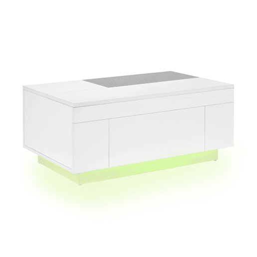 Mesa de centro 105 cm - com iluminação LED, tampo extensível, arrumação oculta, 16 cores - pretobranco Mesa de centro 105 cm - com iluminação LED, tampo extensível, arrumação oculta, 16 cores - pretobranco