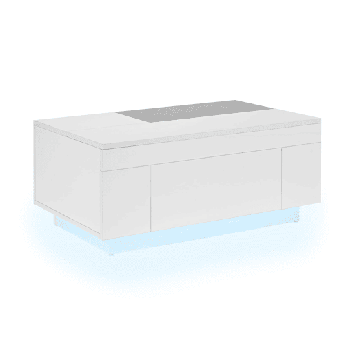 Mesa de centro 105 cm - com iluminação LED, tampo extensível, arrumação oculta, 16 cores - pretobranco Mesa de centro 105 cm - com iluminação LED, tampo extensível, arrumação oculta, 16 cores - pretobranco