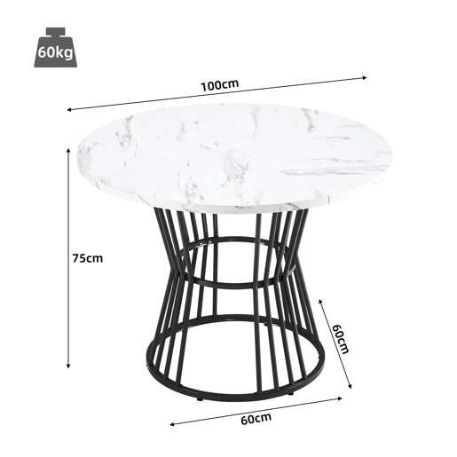 Conjunto de sala de jantar de 5 peças - Mesa redonda de 100 cm - 4 cadeiras de veludo cinza escuro